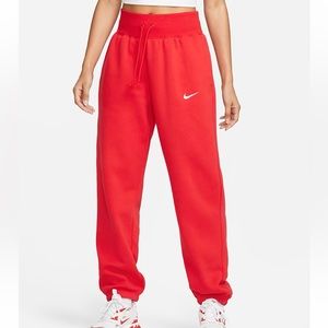 NEW! Nike Sportswear Phoenix Fleece Sweatpants, Medium, University Red/White